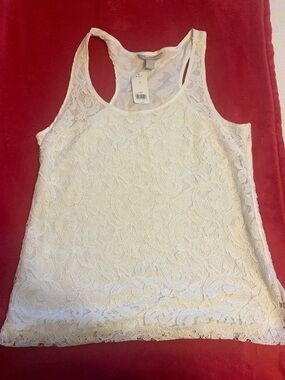 Banana Republic White Lace Racerback Tank